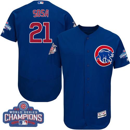 Cubs #21 Sammy Sosa Blue Flexbase Authentic Collection 2016 World Series Champions Stitched MLB Jersey
